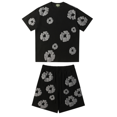 Denim Trs Black Grey Short set