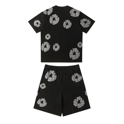 Denim Trs Black Grey Short set