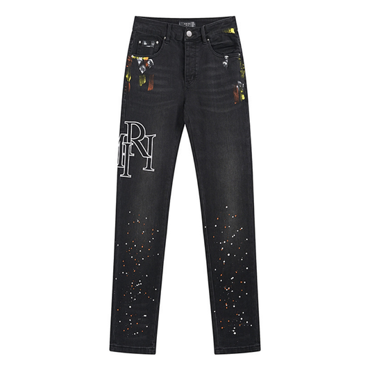 Amr Staggered Logo Jeans