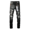 Purple Distressed Paint Jeans