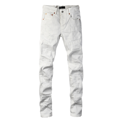 Purple White Ripped Jeans