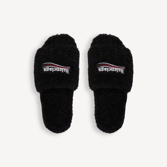 "Balenci" Fur Slides